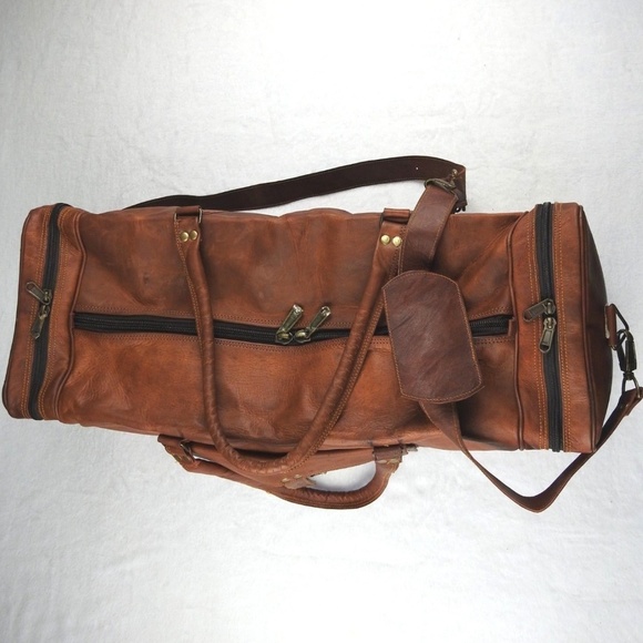 Other - Genuine Leather Large Vintage Square Duffel 24inch